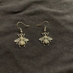 silver bee earrings